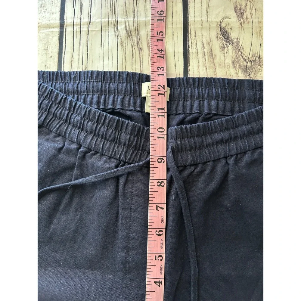 J.Crew‎ Seaside Jogger Pant Navy Blue Linen Cotton Drawstring Elastic Waist Sz 8